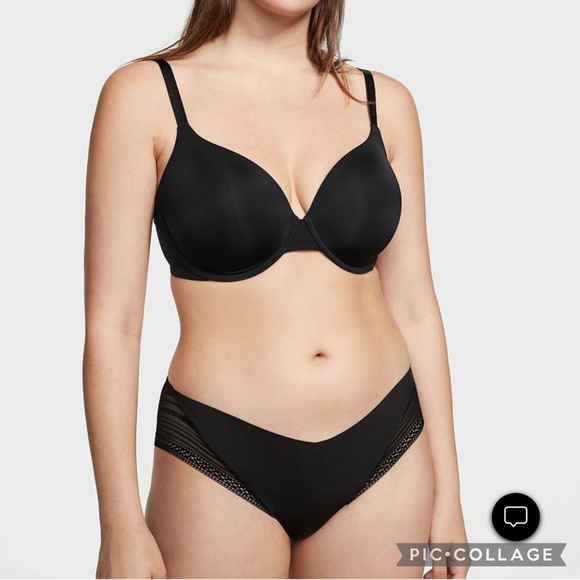 Victoria’s Secret Sexy Illusions Seamless Hiphugger Medium lace detail black New - Picture 2 of 6